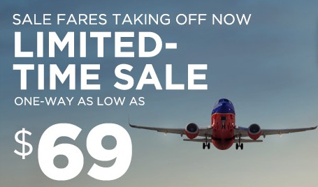 southwest airlines sale $69 one way