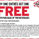 T.G.I. Friday’s-Buy One Get One Free