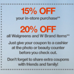 15% off at Walgreens