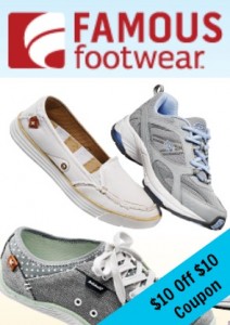 Famous Footwear Coupon: $10 Off $10 Purchase