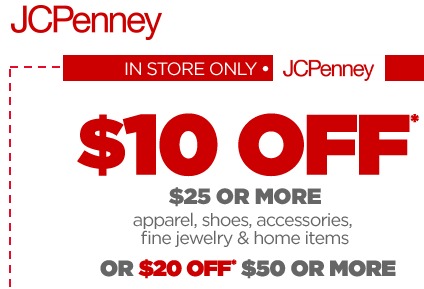 JCPenney Printable Coupon: $10 off $25